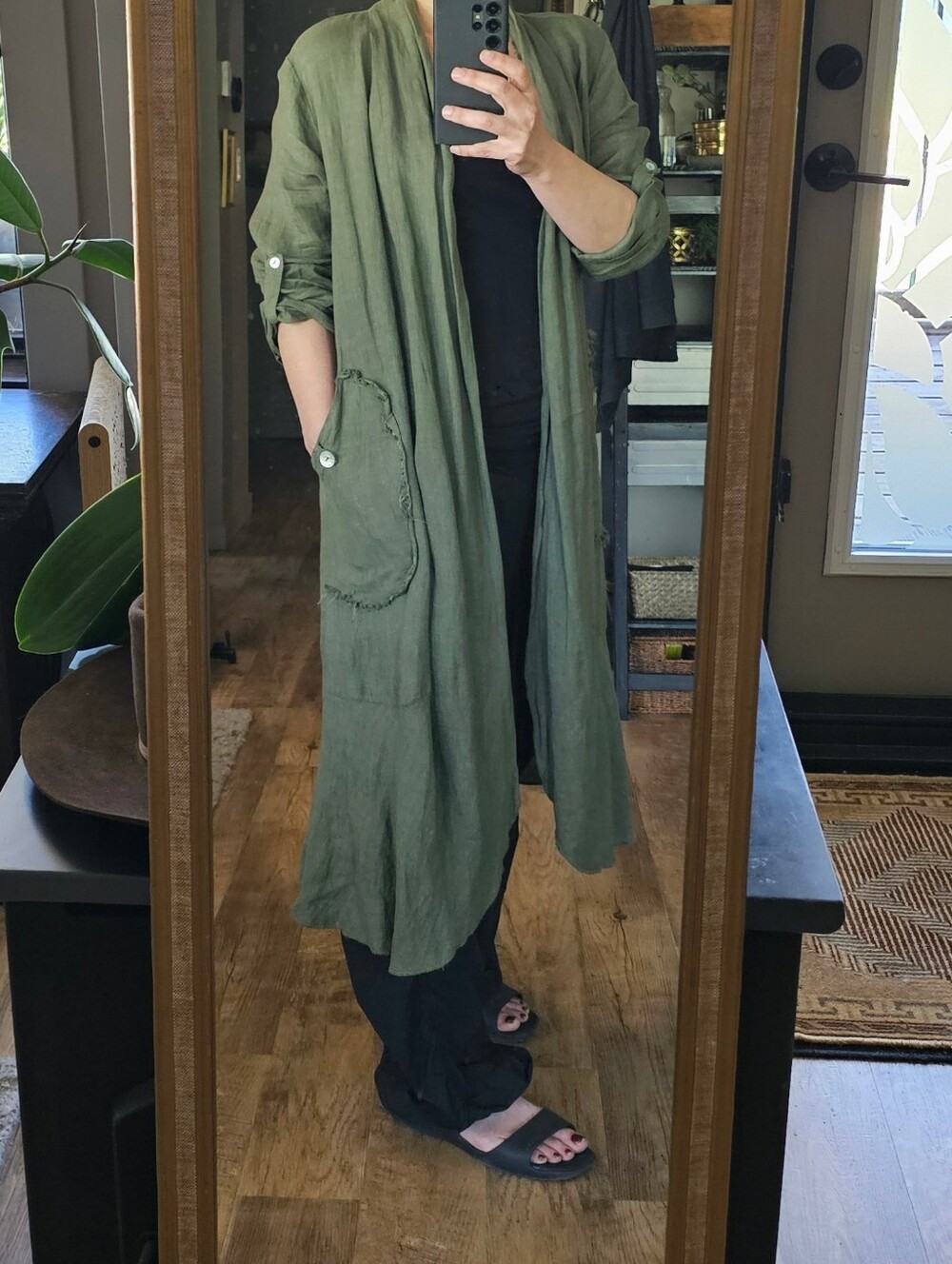 Flowy Linen Lagenlook Cardigan Duster - Picture 1 of 11